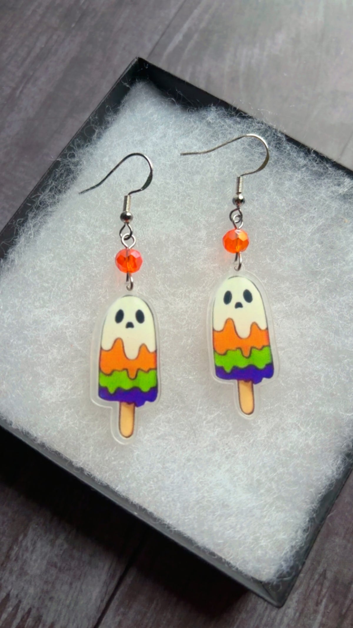 Handmade ghost-sicle earrings
