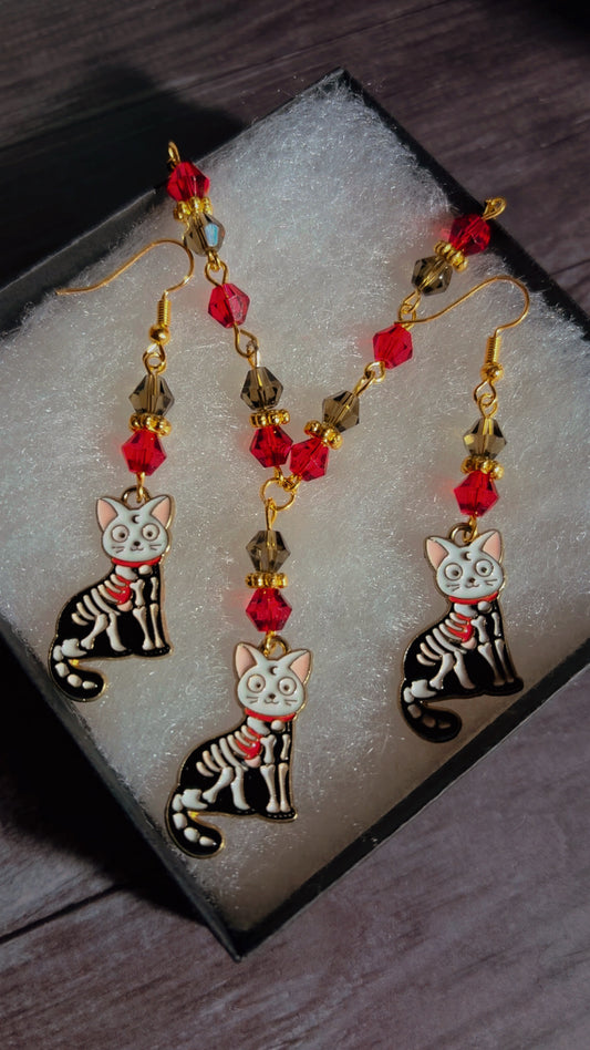 Handmade skeleton cat set