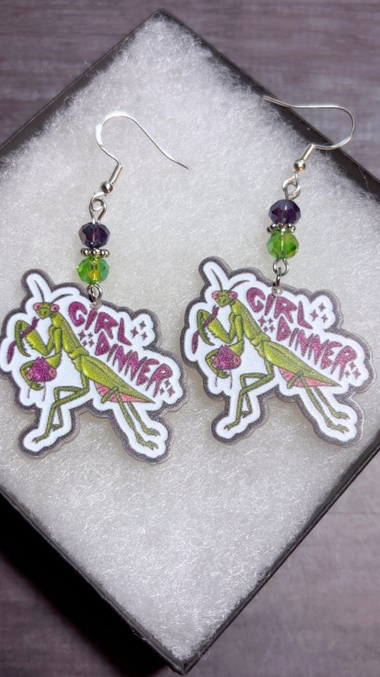 Handmade praying mantis earrings
