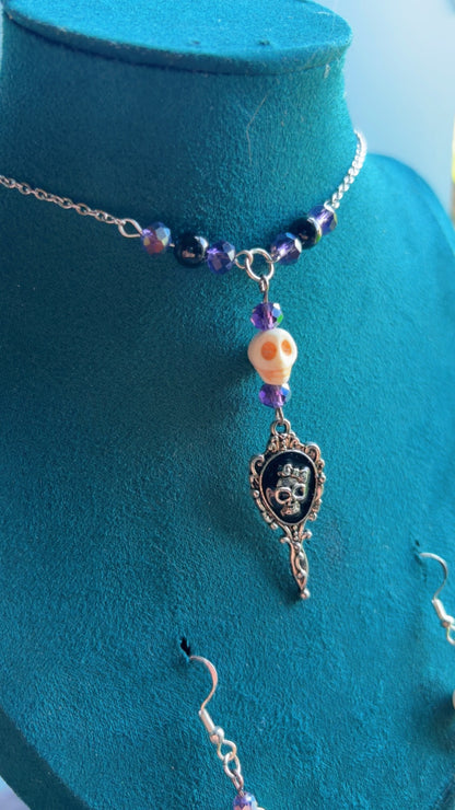 Handmade whimsygoth skull mirror set