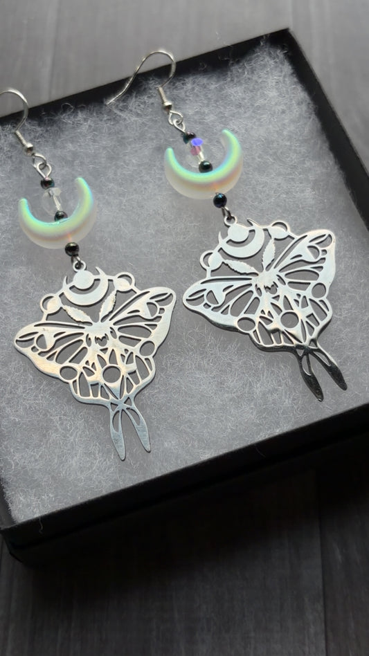 Handmade celestial moth earrings