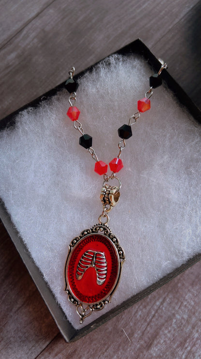 Handmade ribcage cameo necklace