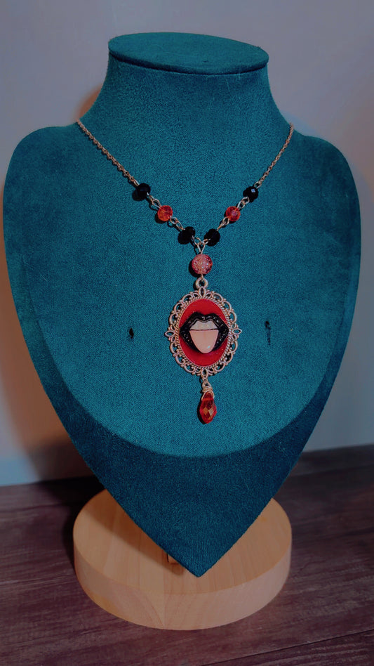 Handmade punk style cameo necklace