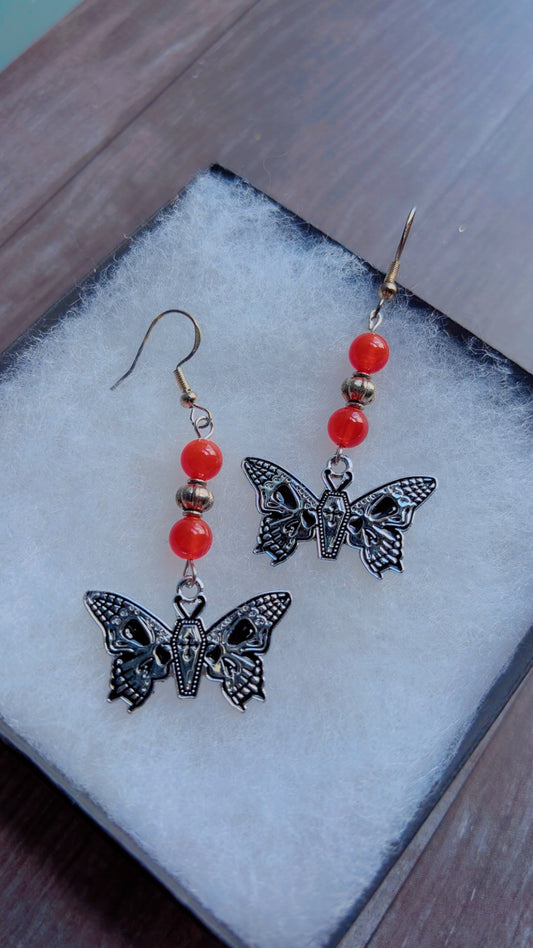 Handmade punk style butterfly earrings