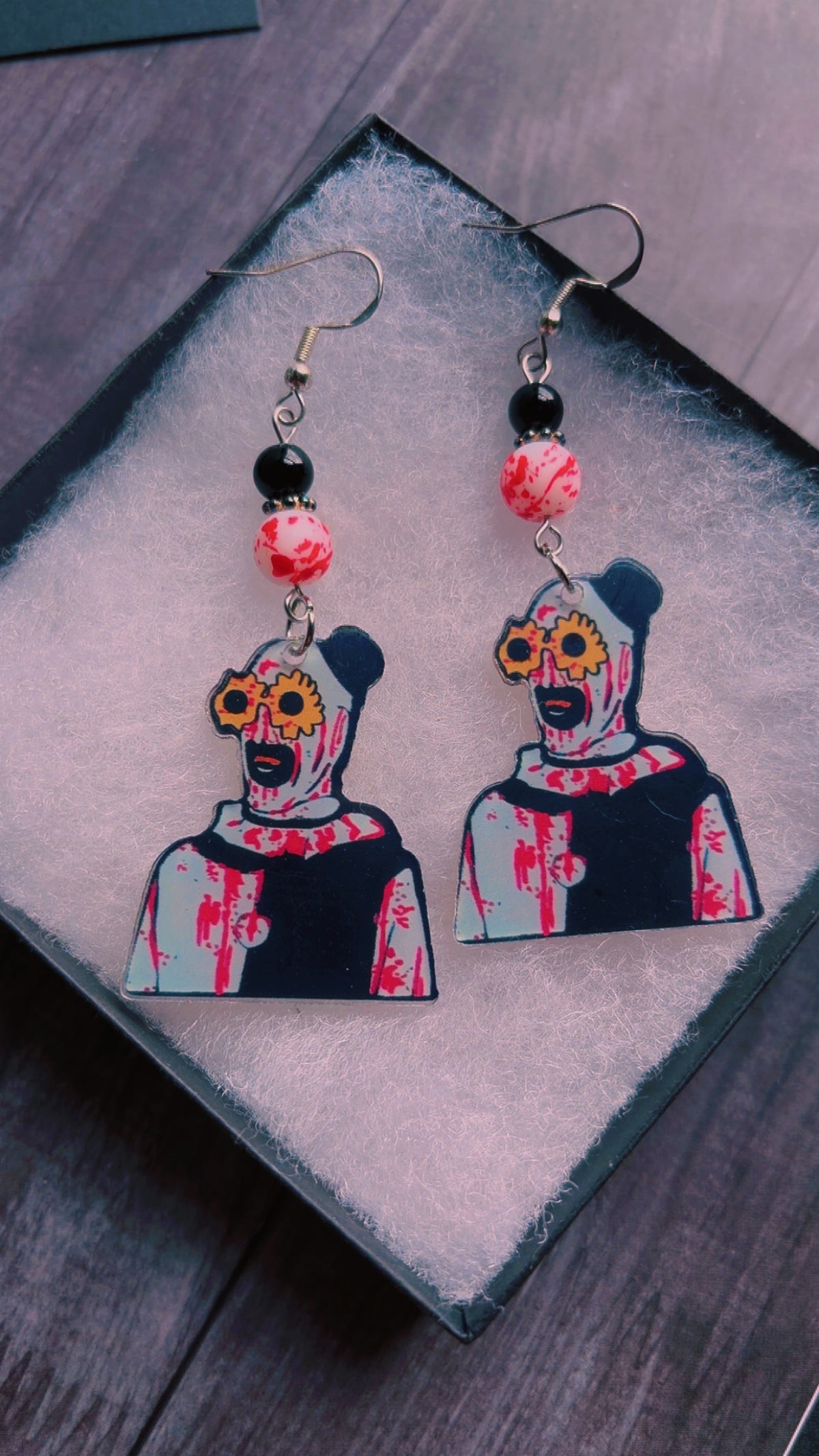 Handmade terrifying clown earrings ART