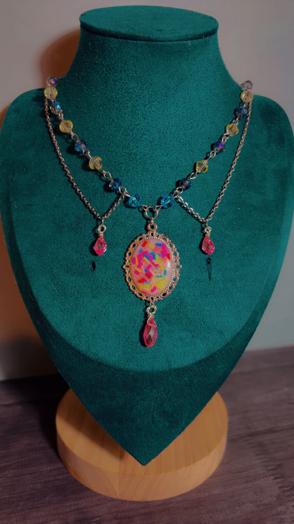 Handmade sprinkle cameo necklace