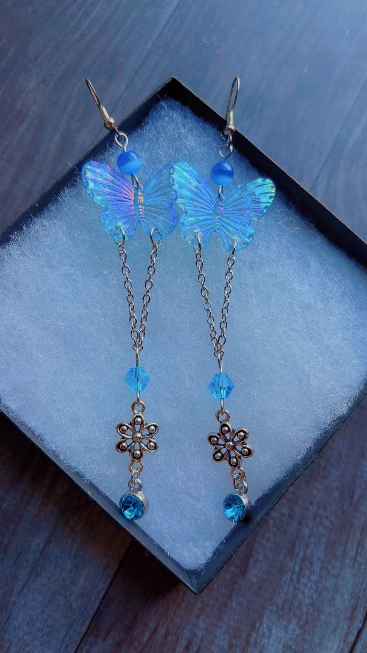 Handmade iridescent butterfly earrings