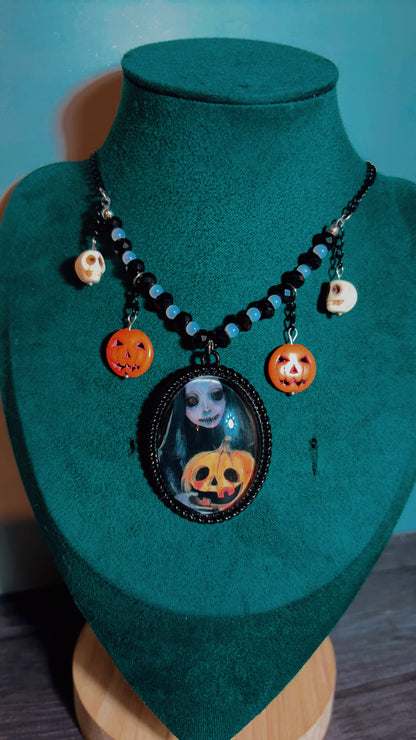 Handmade Halloween cameo necklace