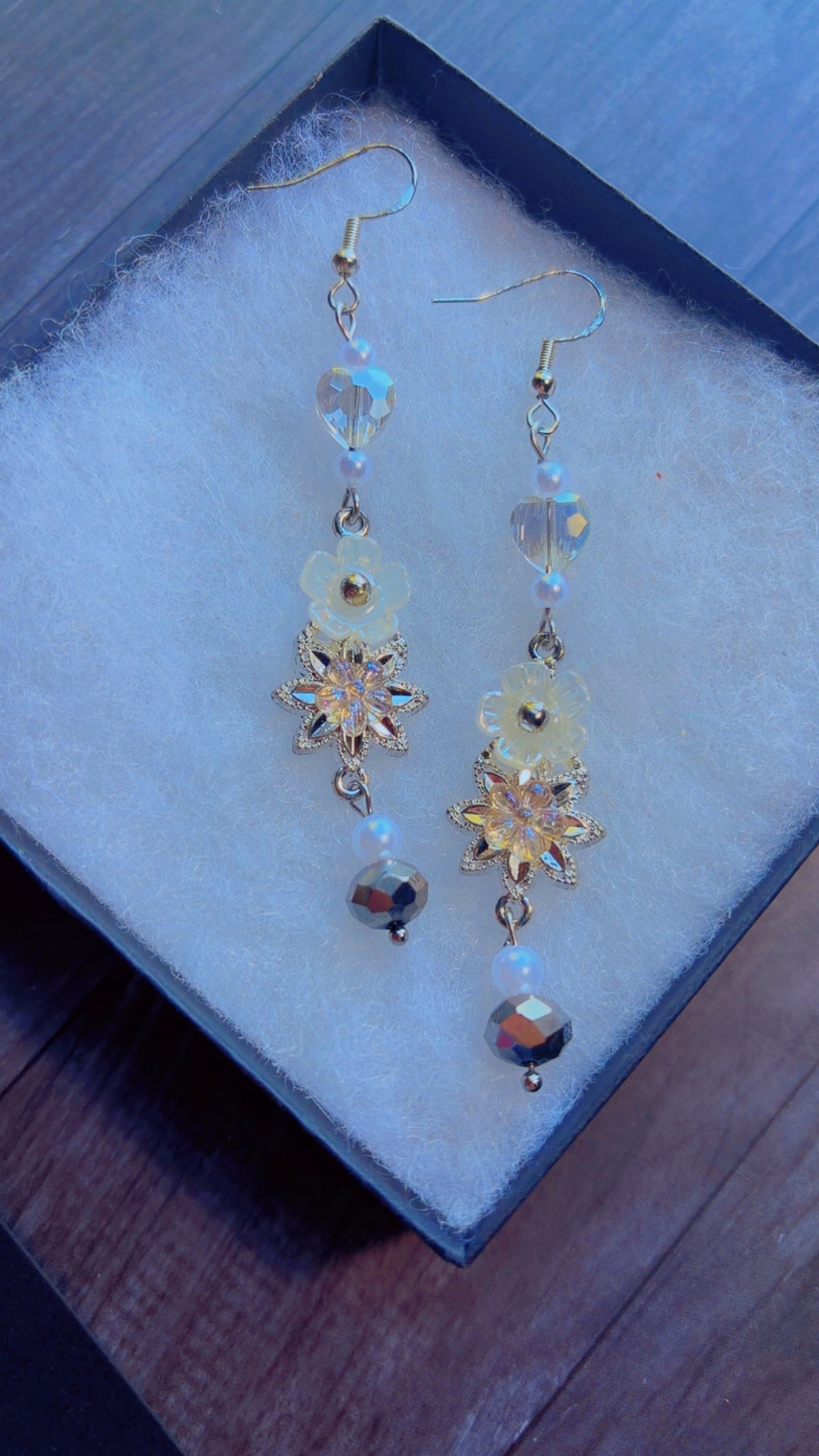 Handmade super sparkly flower earrings