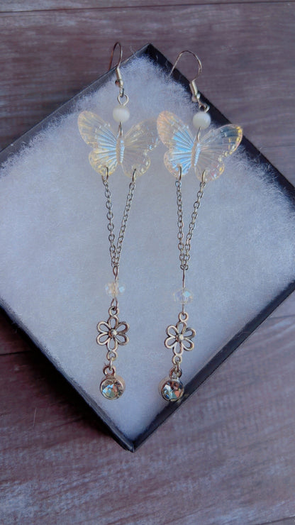 Handmade iridescent butterfly earrings