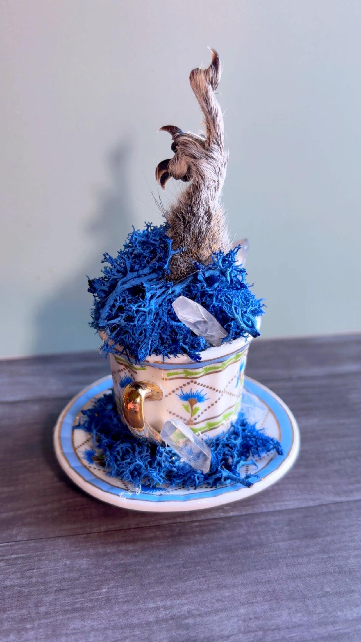 Handmade squirrel paw mini teacup decor