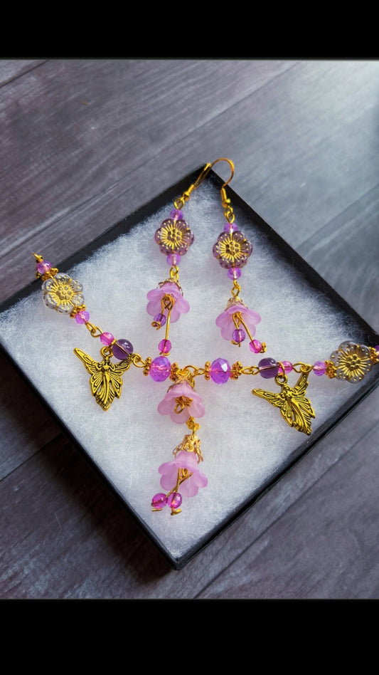 Handmade purple garden fairy set