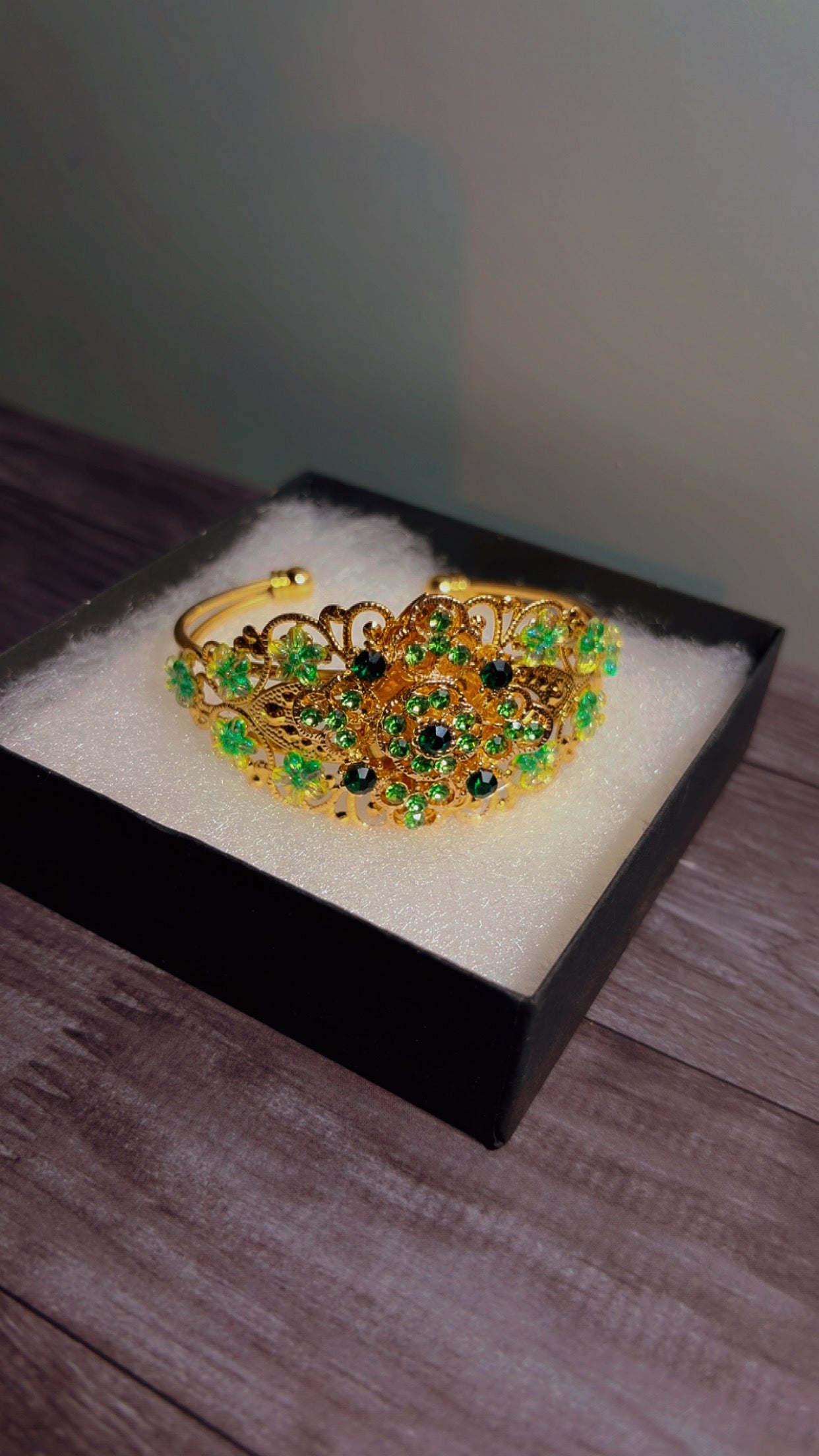 Handmade adjustable rhinestone cuff bracelet