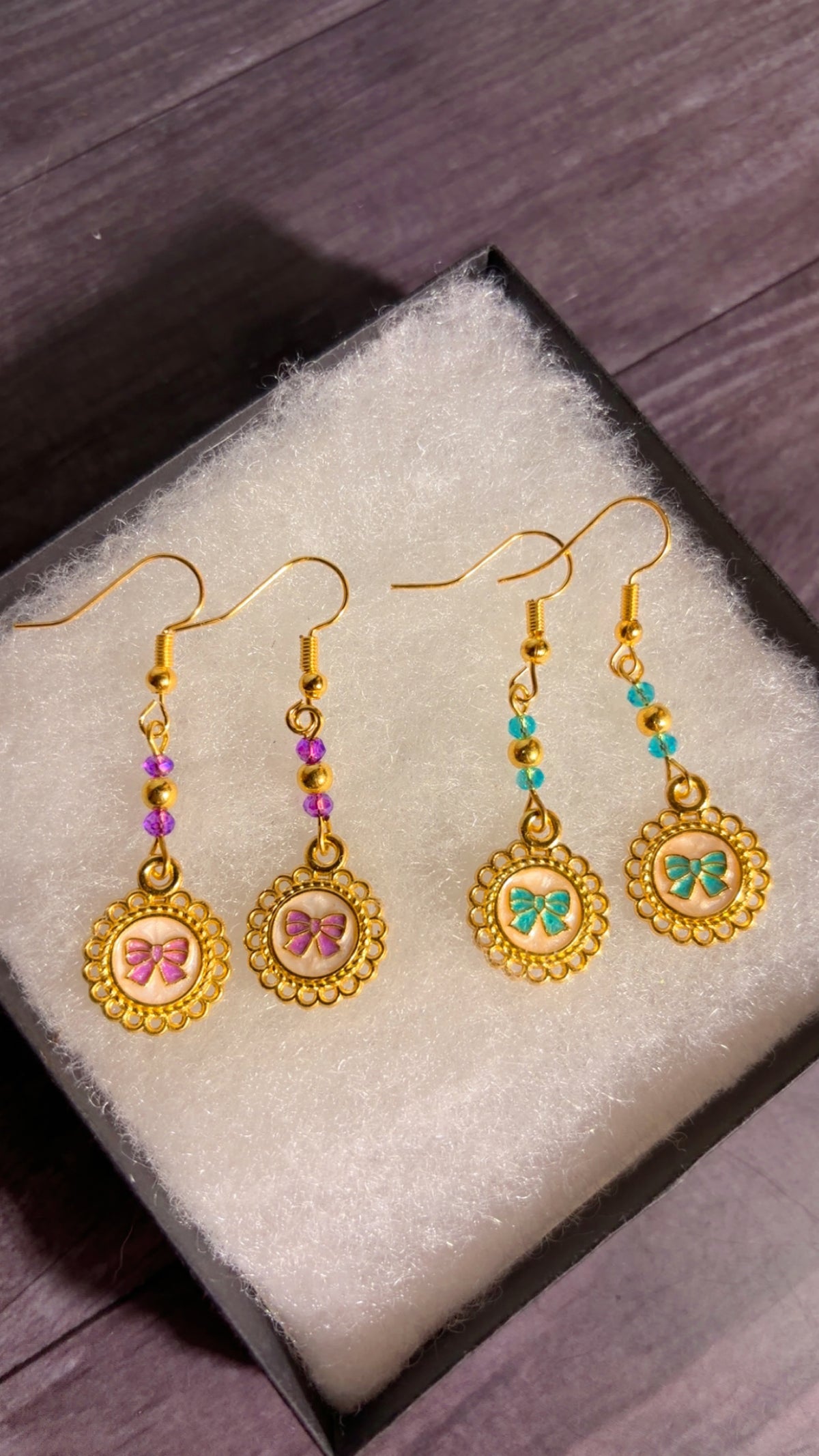 Handmade coquette bow earrings