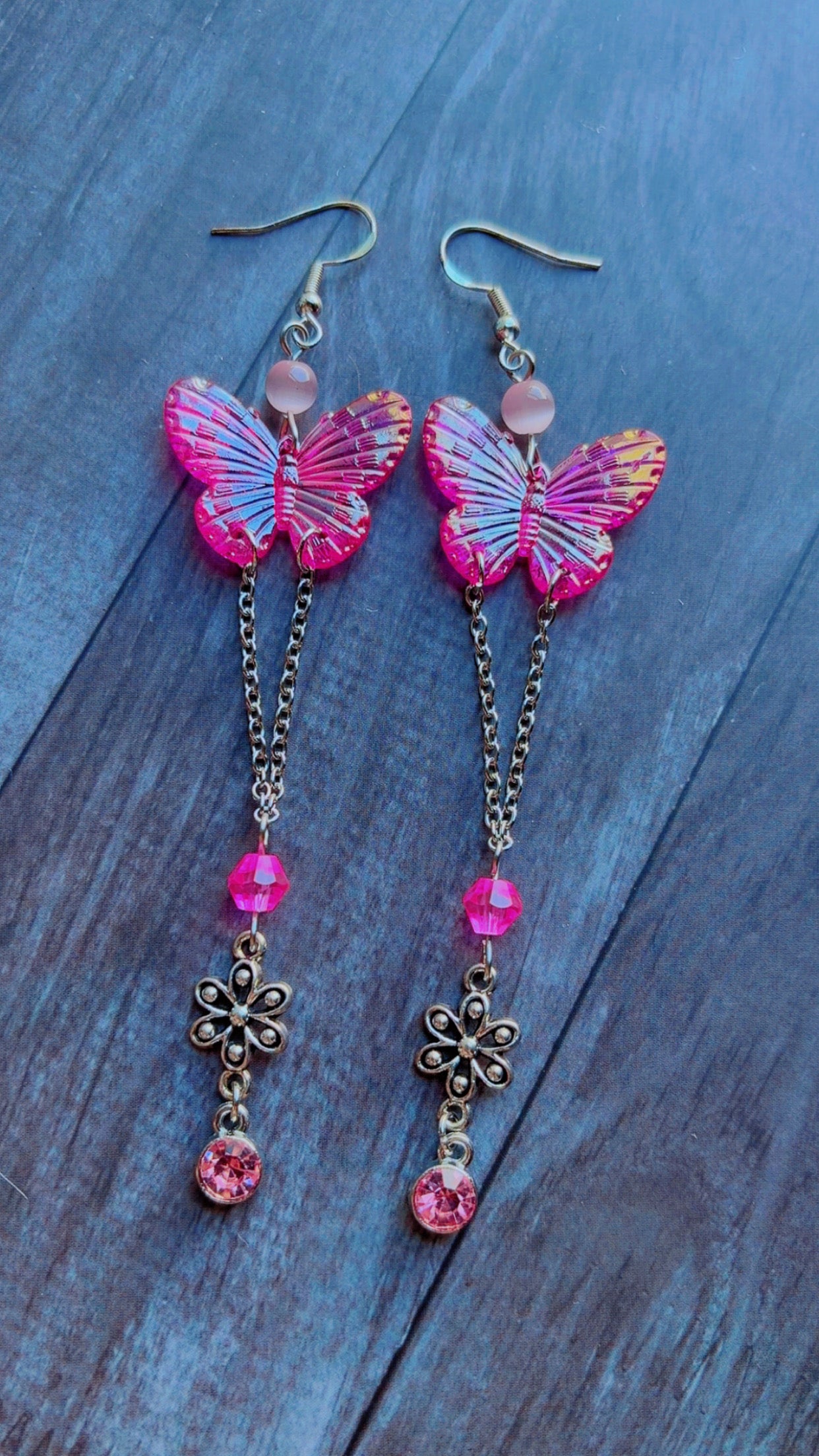 Handmade iridescent butterfly earrings
