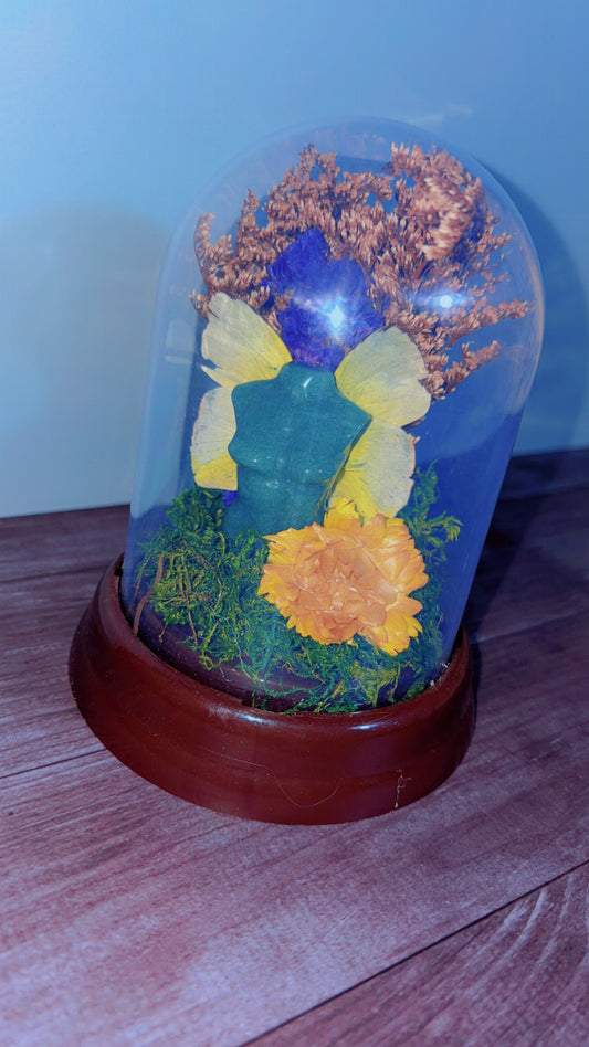 Handmade dome with green aventurine fairy with butterfly wings