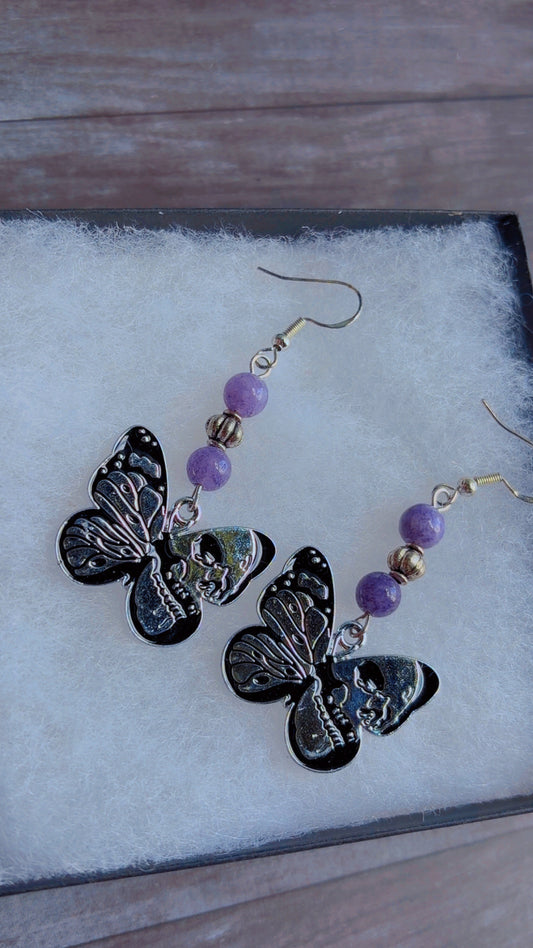 Handmade punk style butterfly earrings