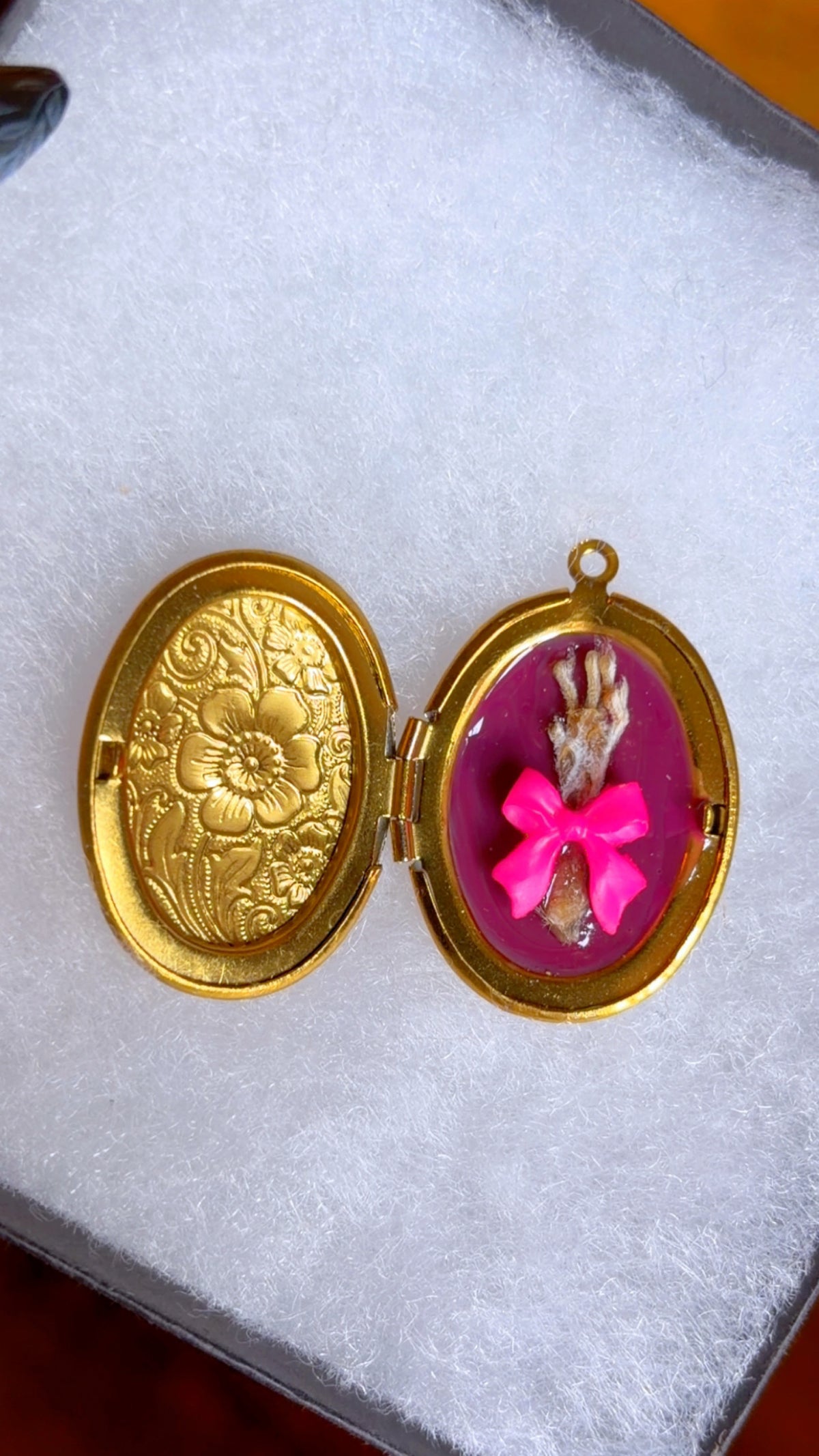 Handmade mouse paw locket