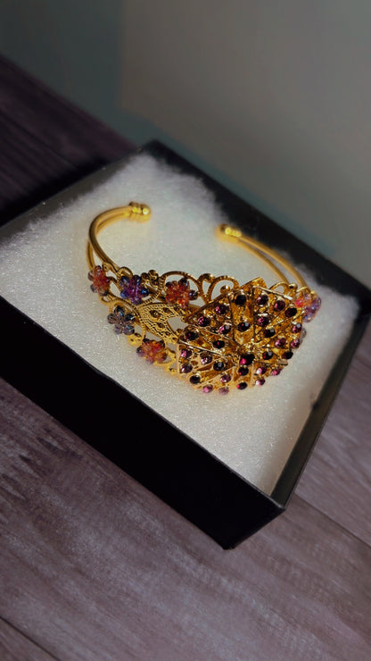 Handmade adjustable rhinestone cuff bracelet