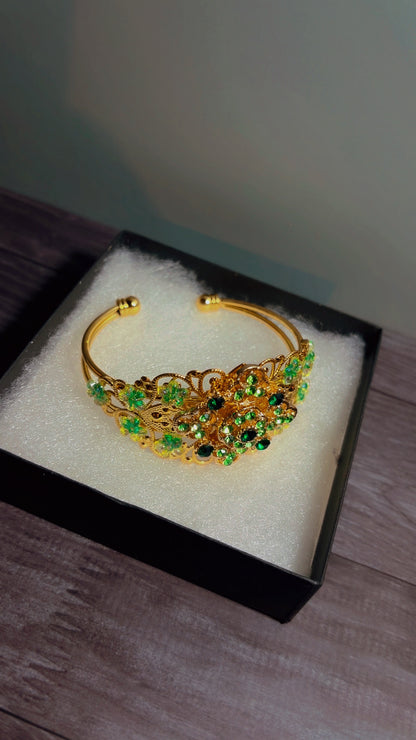 Handmade adjustable rhinestone cuff bracelet