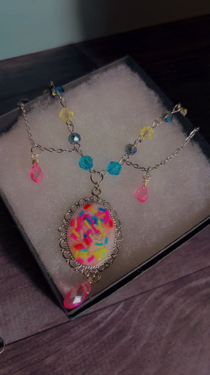 Handmade sprinkle cameo necklace