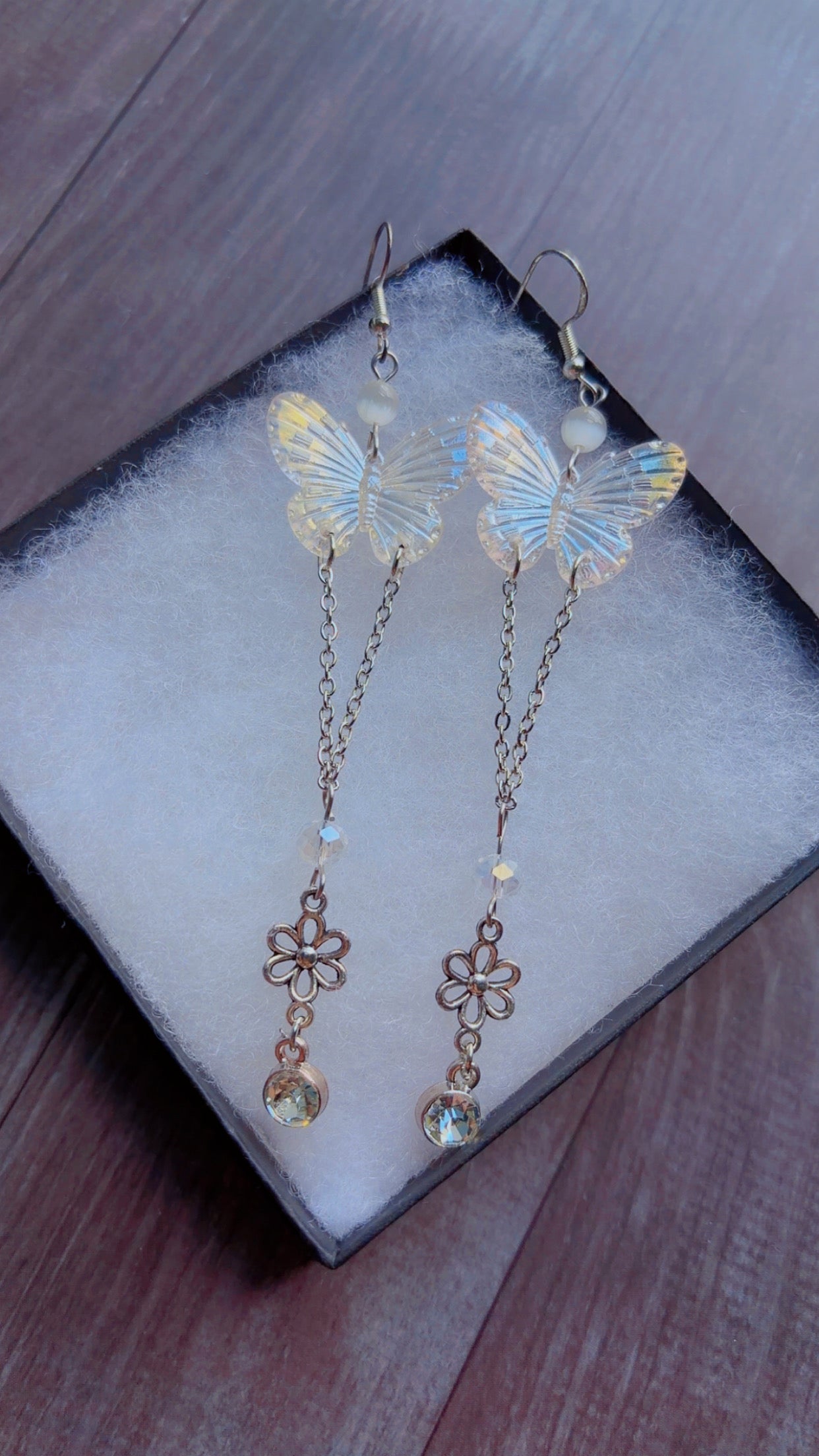 Handmade iridescent butterfly earrings