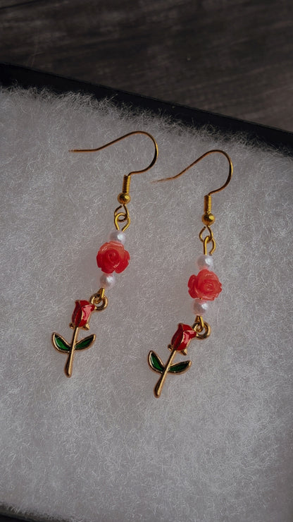 Handmade rose earrings
