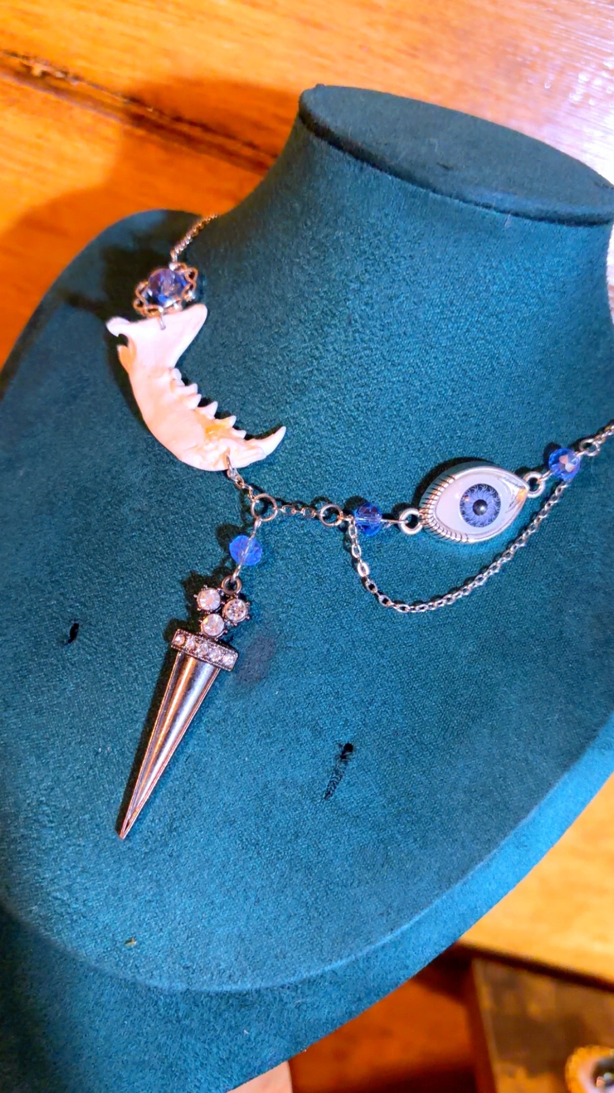 Handmade muskrat jaw bone necklace