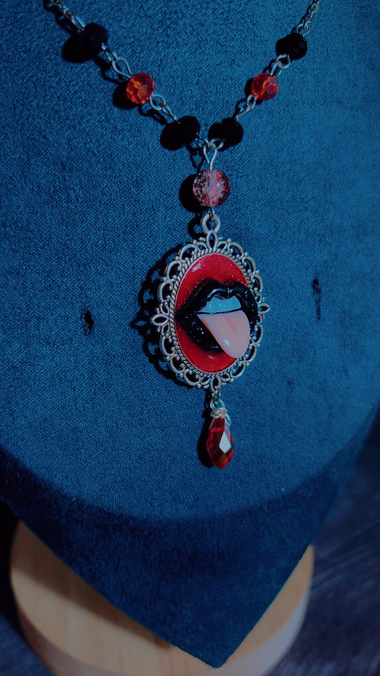 Handmade punk style cameo necklace
