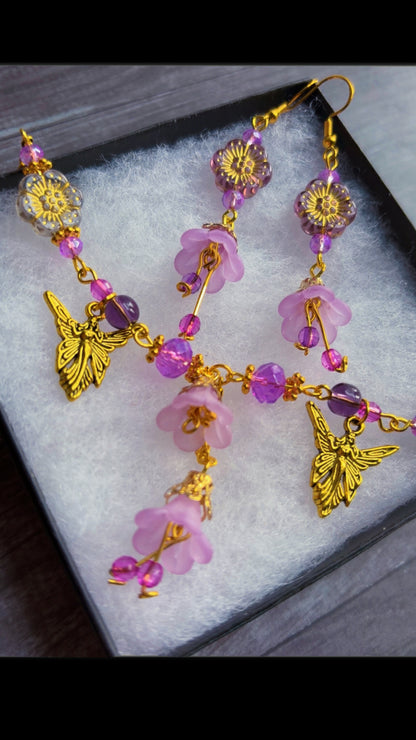 Handmade purple garden fairy set