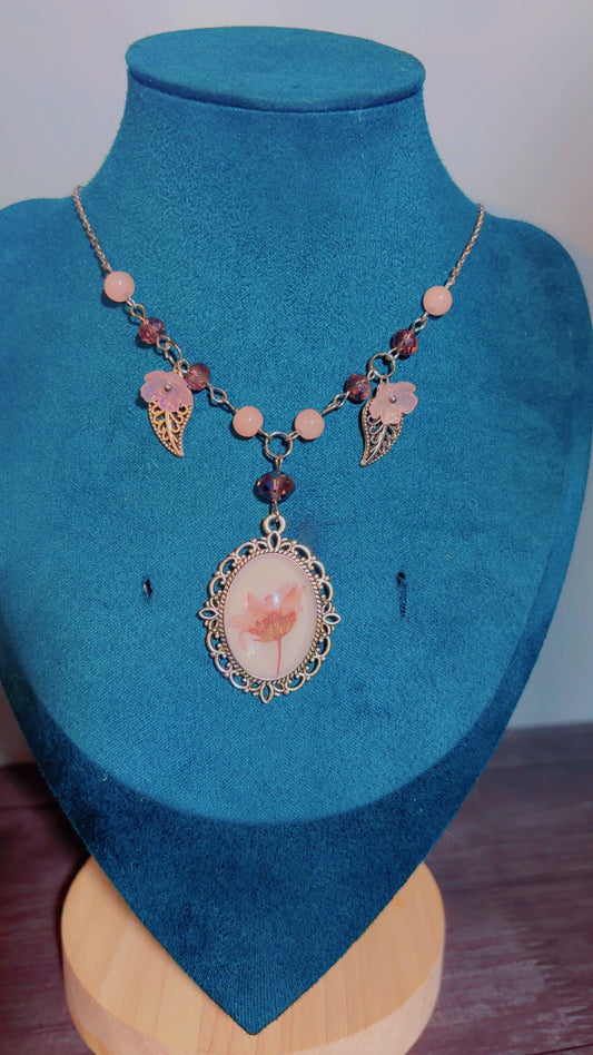 Handmade flower fairycore cameo necklace