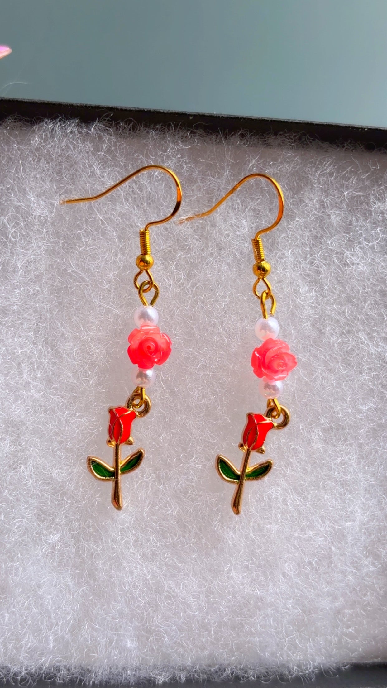 Handmade rose earrings