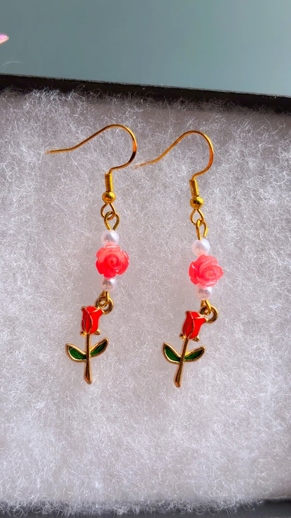 Handmade rose earrings