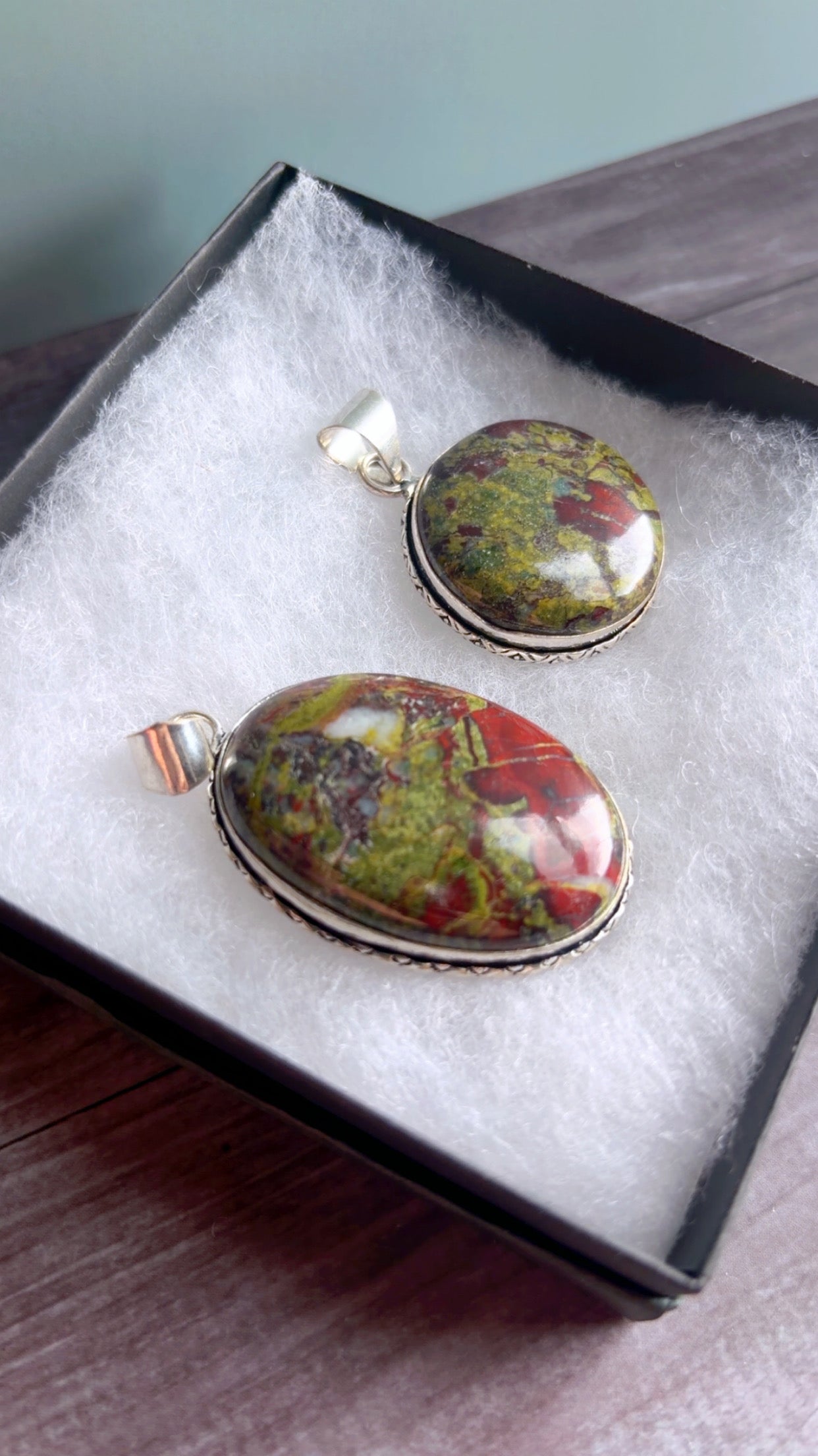 Dragons blood jasper gemstone pendants