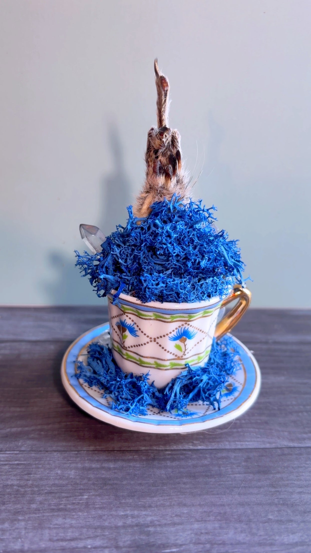Handmade squirrel paw mini teacup decor