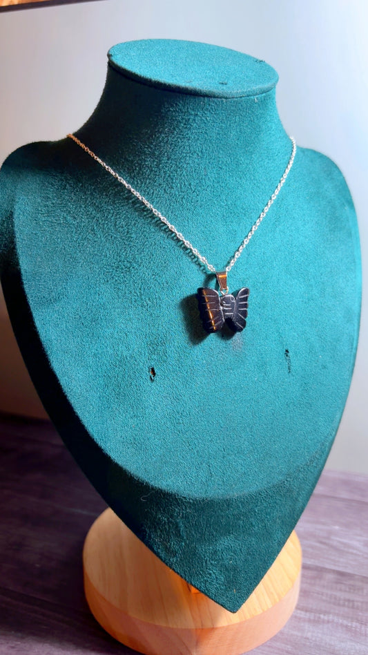 Black onyx butterfly necklace