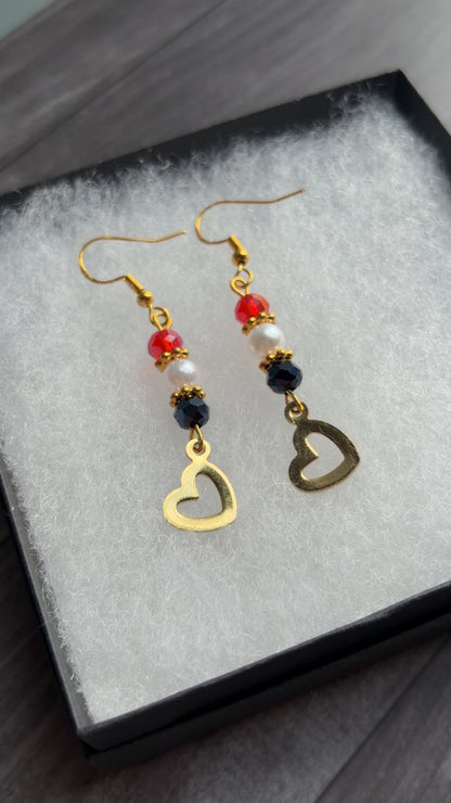 Handmade gold heart earrings
