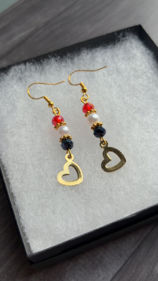 Handmade gold heart earrings