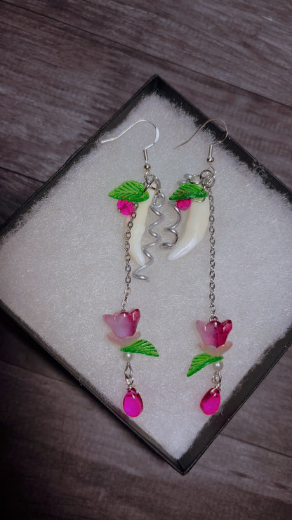 Handmade coyote fang earrings