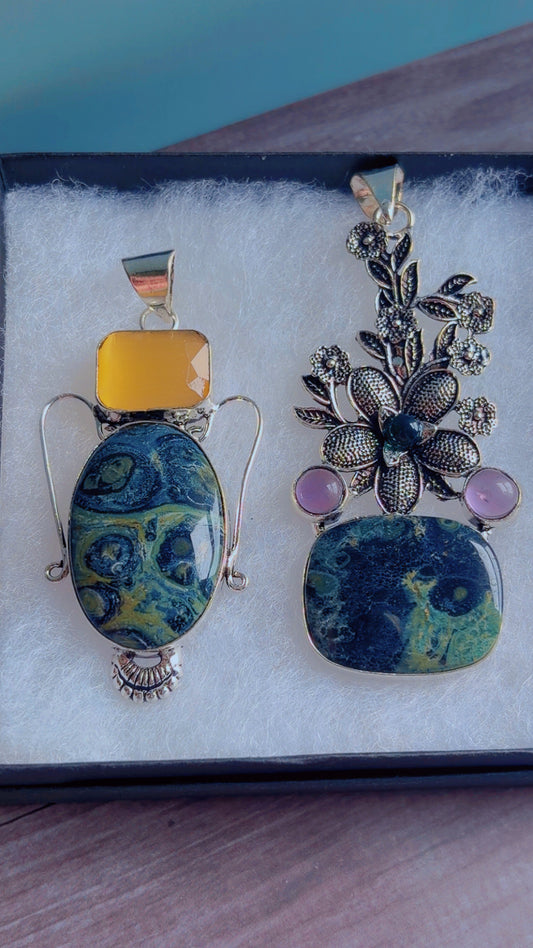 Kombaba jasper gemstone pendants