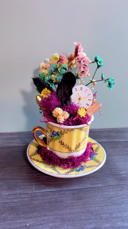 Handmade bunny ears mini teacup decor