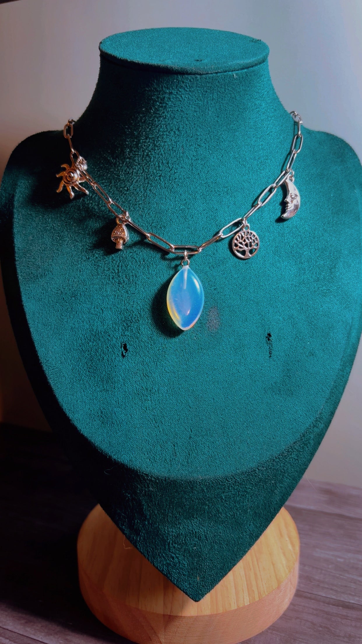 Handmade opalite charm necklace