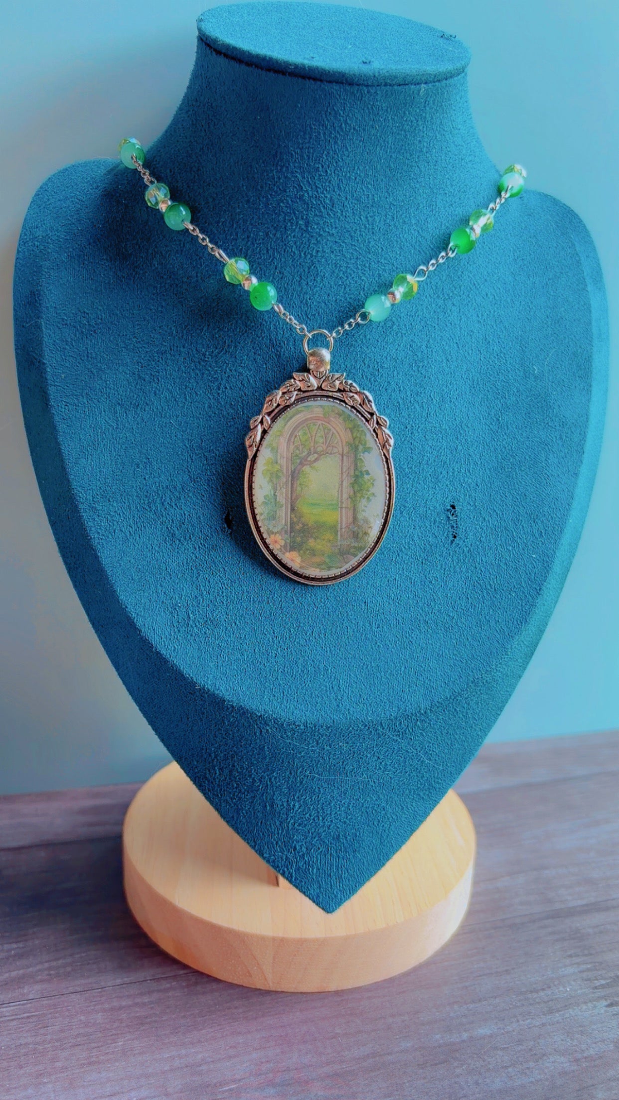 Handmade fairy door cameo necklace