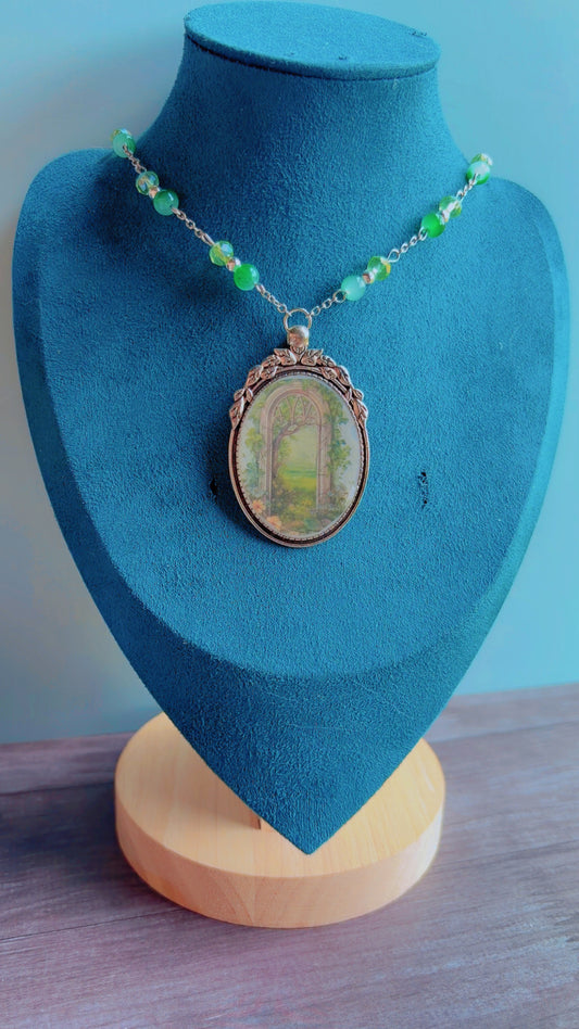 Handmade fairy door cameo necklace