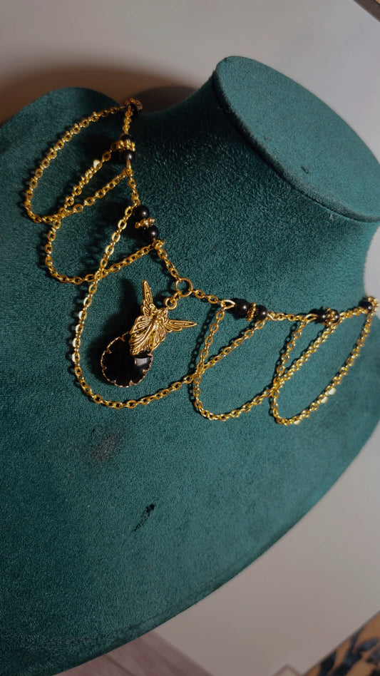 Handmade black onyx fairy necklace