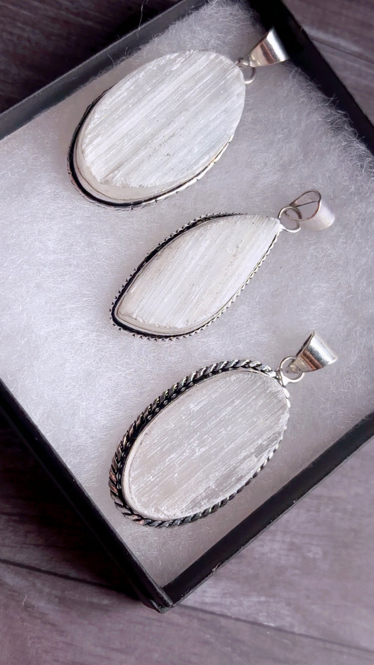 Selenite pendants