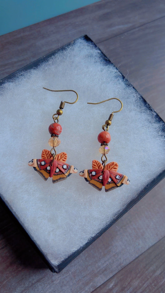 Handmade moth earrings