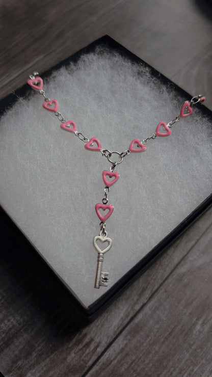 Handmade dainty key necklace