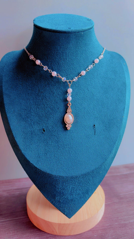 Handmade faux pearl Y drop necklace