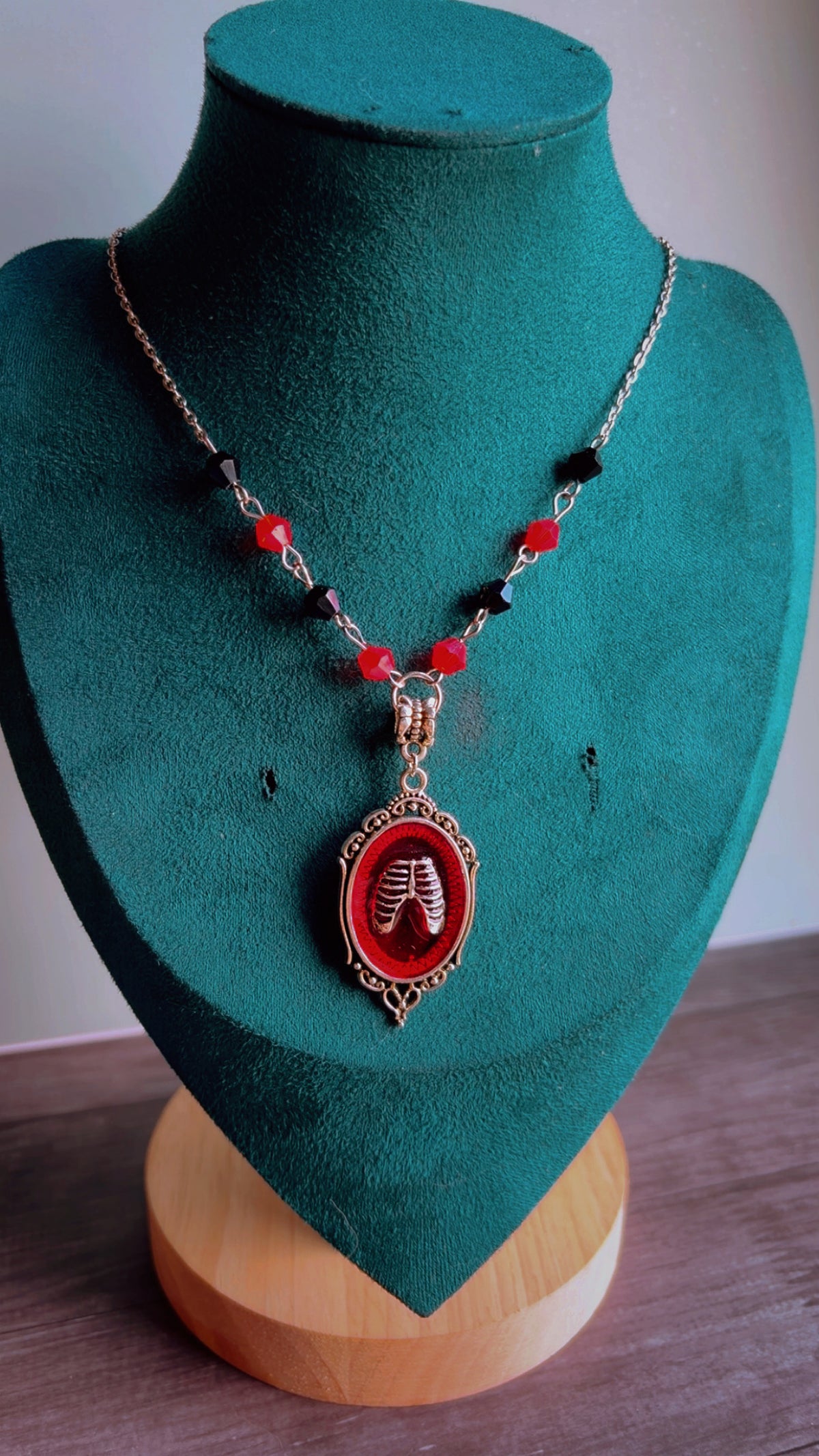 Handmade ribcage cameo necklace